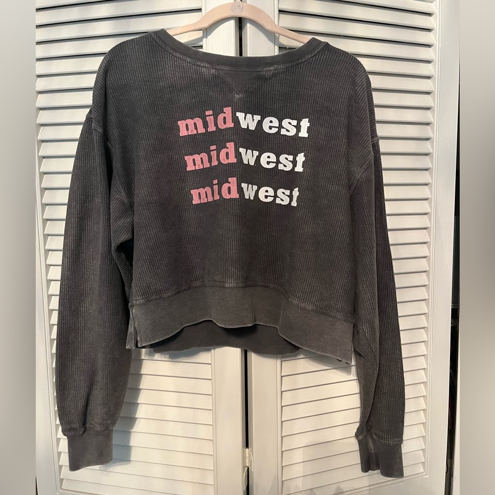 Midwest Cropped Distress Sweater